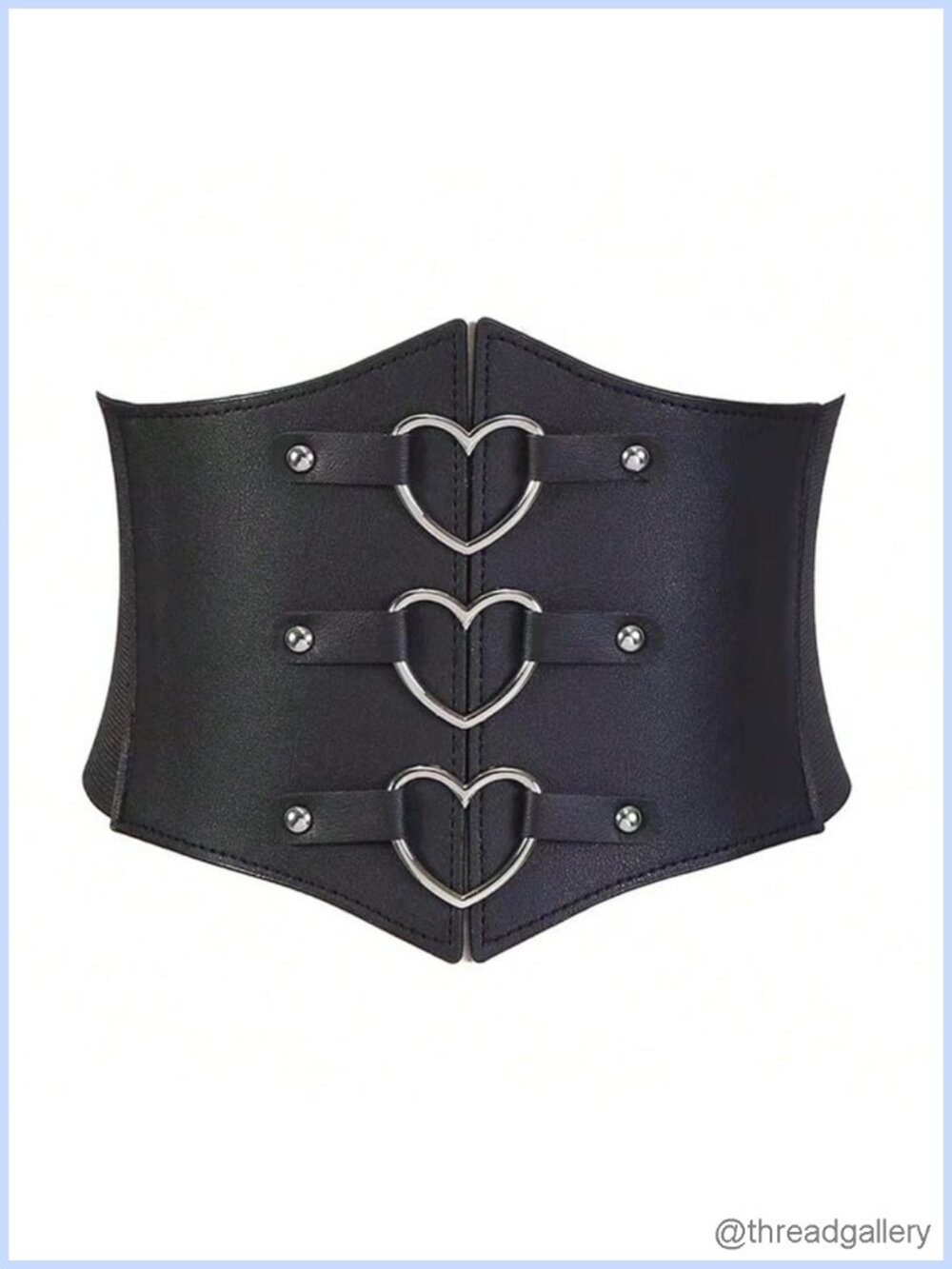 Women Corset Belt Heart Ring Wide Elastic Waist Belt Faux Leather Cosplay